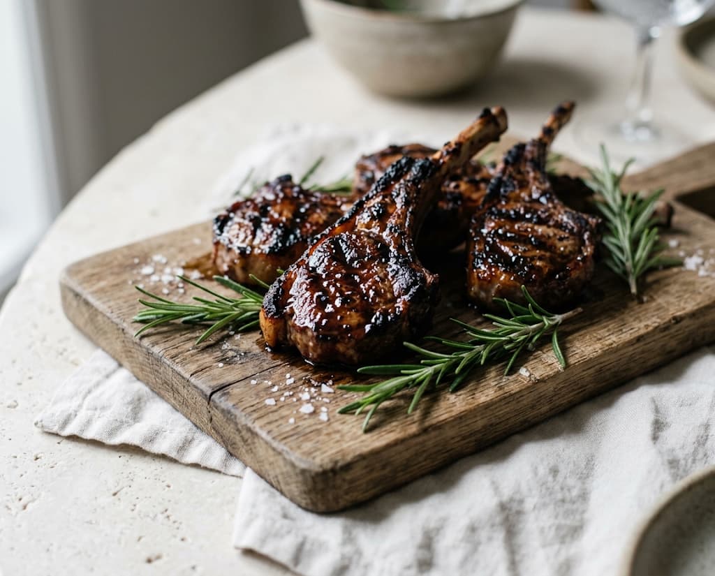 Lamb with black garlic glaze